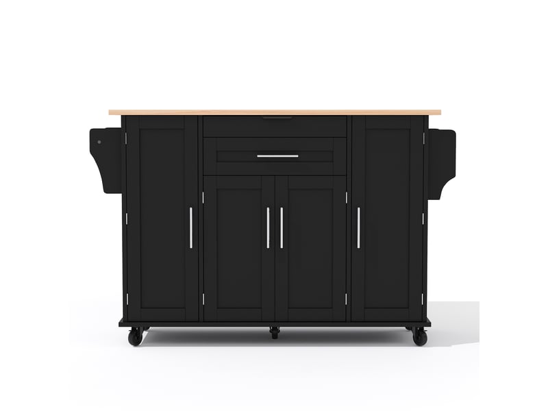  Îlot de cuisine mobile 136 × 4570 × 92 cm en mdf, plateau extensible, étagères réglables, tiroir caché et porte-serviette  - Conforama A