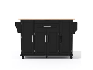 Îlot de cuisine mobile 136 × 4570 × 92 cm en mdf, plateau extensible, étagères réglables, tiroir caché et porte-serviette