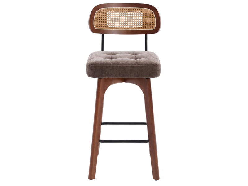  Lot de 2 tabourets de bar pivotants 360° 44x51x96 cm – marron – hauteur réglable et dossier en rotin  - Conforama A