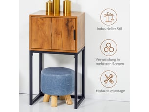 Table console industrielle avec placard acier effet naturel 40x30x76 cm pour entrée et salon