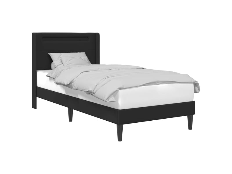  Lit simple- lit adulte -  cadre de lit avec bandes led noir 90 x 200 cm simili cuir  - Conforama B