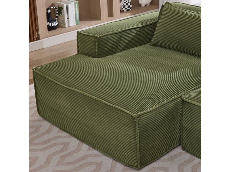 Canapé modulable droit 2pl 233x129x70 cm avec coussins, confortable et moderne, meuble de salon, polyester, couleur vert  - Conforama E
