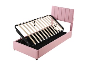 Lit avec rangement 90x200 cm MEUBLIV coloris rose