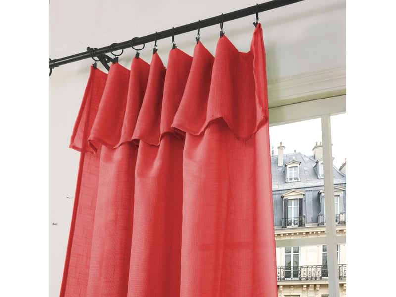 Lot de 2 voilages ajustables + 8 anneaux pince 140 x 270 cm evasion polyester effet lin - Conforama D