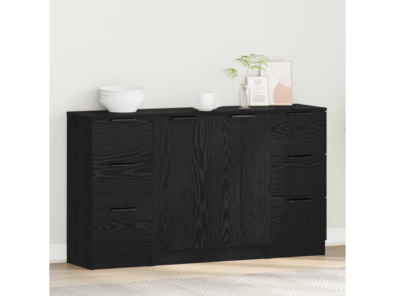  Buffet - bahut - meuble de rangement 3 pc chêne noir 121 x 30 x 70 cm bois d'ingénierie  - Conforama D