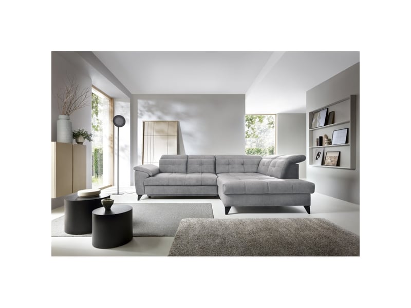 Canapé d'angle gris 5 places angle droit design moderne inferno  - Conforama E