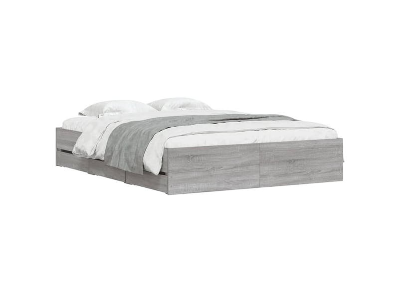 Lit double- lit adulte - cadre de lit avec tiroirs sans matelas sonoma gris 150x200 cm - Conforama B