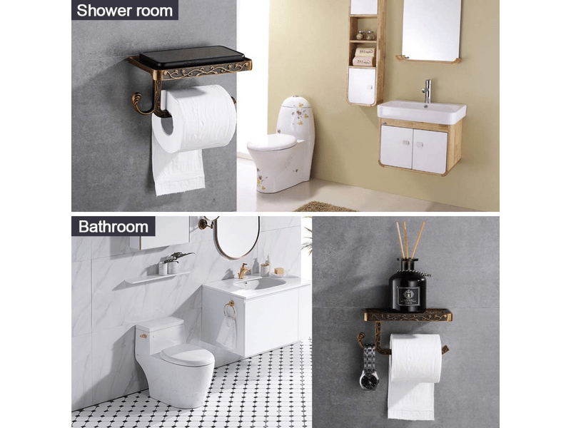  Porte-papier toilette mural, porte-rouleau de téléphone portable, support de rangement pour boîte à mouchoirs de style européen (doré)  - Conforama D