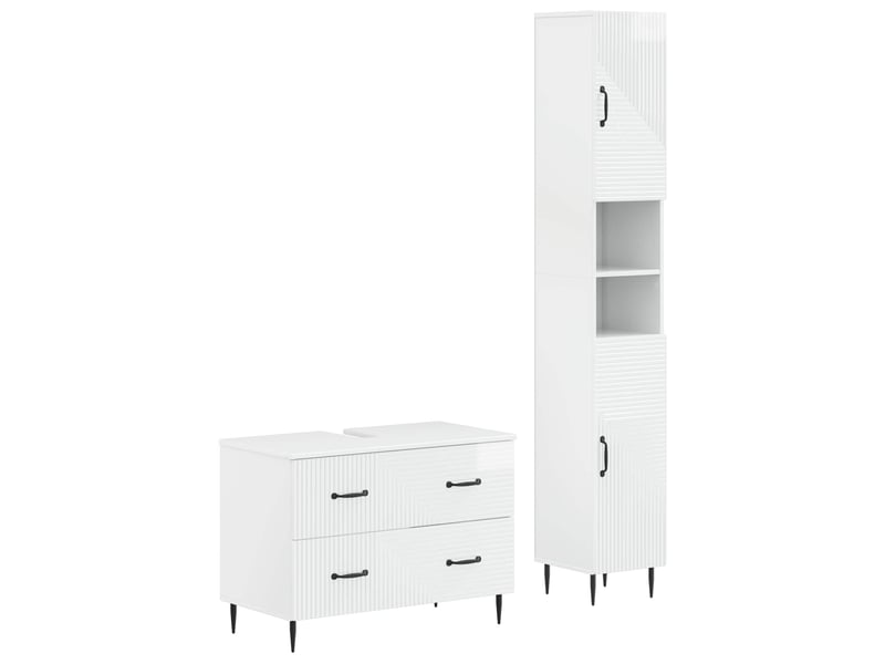 Ensemble de 2 meubles de salle de bain haarlem blanc brillant cf63152 - Conforama A