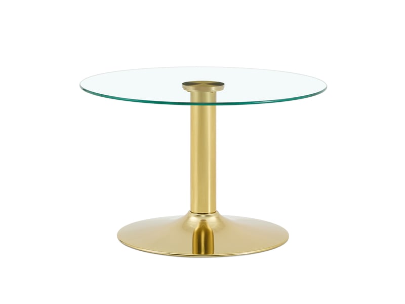  Table basse ronde avec plateau en verre trempé et piètement métallique stable, style moderne, doré, diamètre 70 cm  - Conforama A