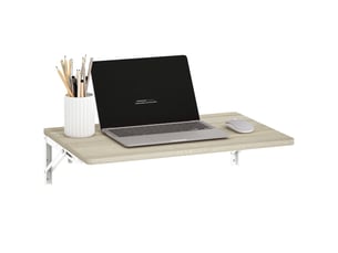 Table murale pliante 60x40 cm avec coins arrondis en chêne pour petit espace