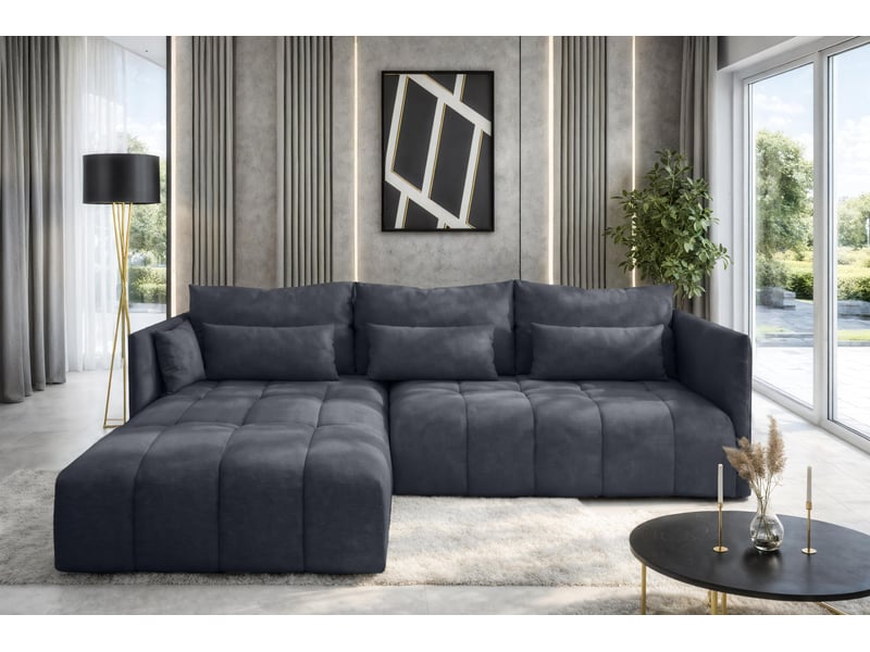 Canapé d'angle gris foncé avec fonction couchage cosmova 245 Cosmova - Conforama B