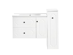 Meuble salle de bain 107 cm avec colonne ensemble meuble vasque céramique blanc