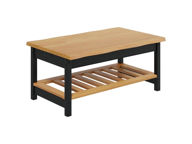  Table basse - table de salon - table à thé ekai noir 100 x 60 x 45,5 cm bois de pin massif  - Conforama A