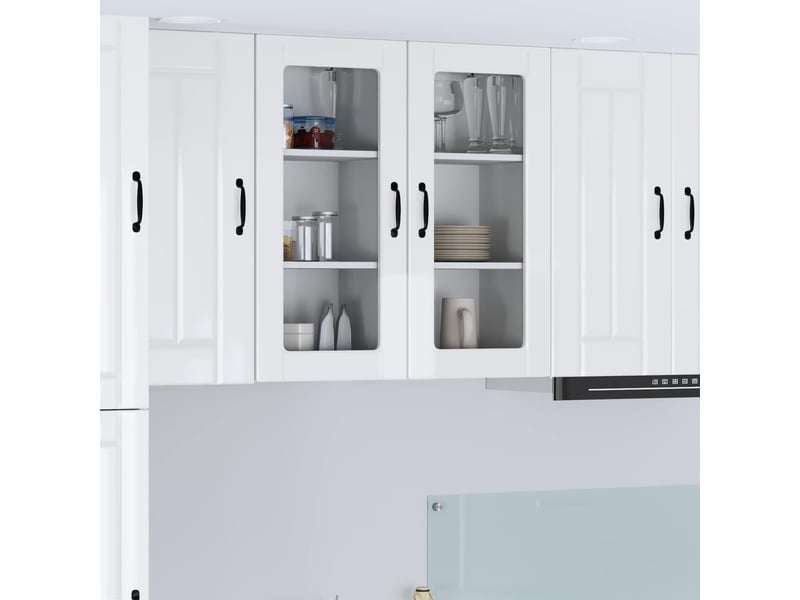  Meuble mural de cuisine, cabinet en verre mural blanc brillant 40x31x80cm shl4800  - Conforama B
