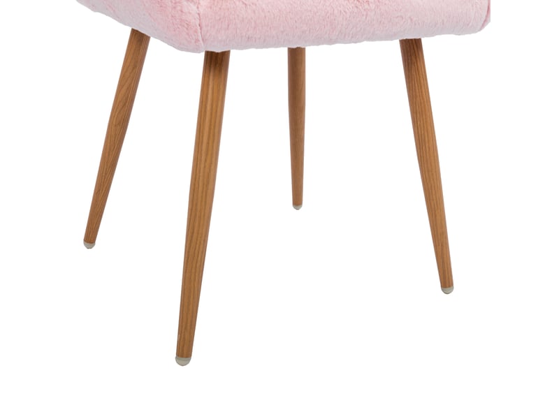  Chaise de salle à manger rose en fausse fourrure avec accoudoirs, style vintage, confort pour vos repas élégants  - Conforama C