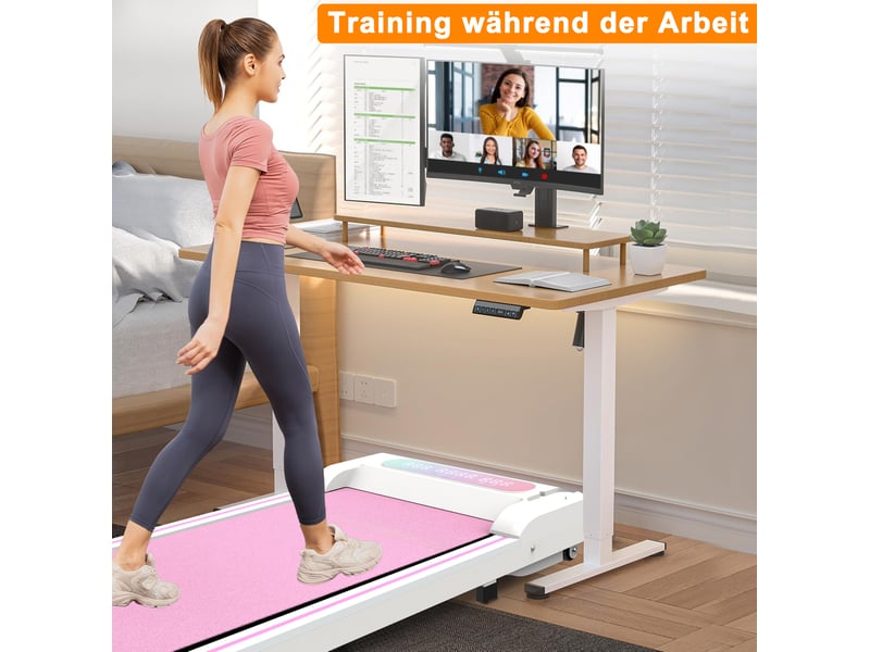 Tapis de course pliable 108x48x90 cm 2,5 ps métal rose  - Conforama D