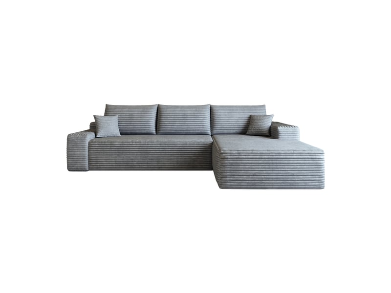 Canapé d'angle gris modulable 270 cm avec méridienne, assise profonde, sans montage pour salon moderne - Conforama A