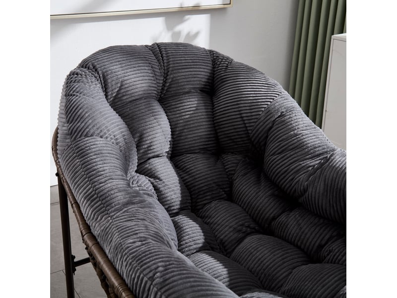  Fauteuil à bascule extérieur 90x106x78 cm – gris – coussin rembourré, rotin synthétique et acier  - Conforama E