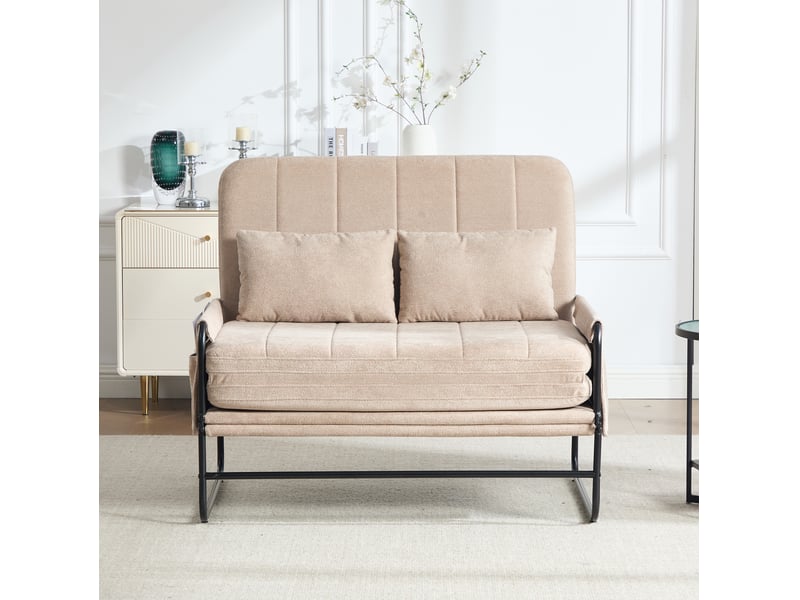  Canapé convertible deux places modenvie en chenille kaki avec poches latérales et couchage plat 104 x 85 x 92 cm  - Conforama B