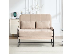 Canapé droit convertible <strong>MODENVIE</strong> <strong></strong> 2 places Tissu taupe