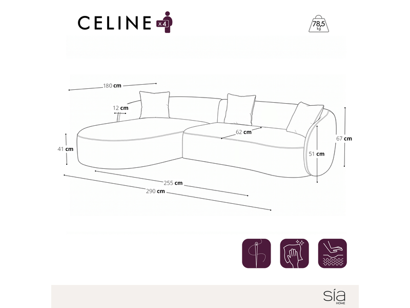 Canapé d'angle gauche 4 places en tissu tramé toucher doux marron celine 1CELAGTTMR - Conforama E