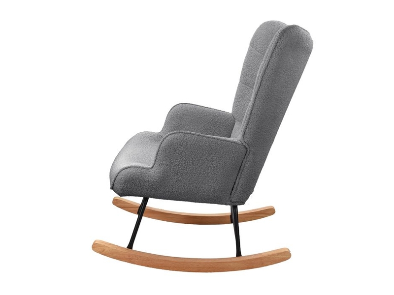  Fauteuil à bascule de salon - anajqaqia - gris foncé - velours peluche  - Conforama A