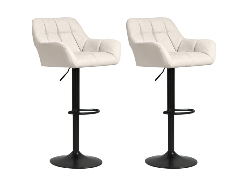  Lot de 2 tabourets de bar rétro réglables en hauteur – simili cuir effet lin – crème et noir – pivotants  - Conforama A