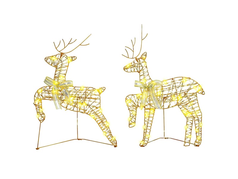  Lot de 4 rennes led, éclairage de noël, décoration de noël 80 led doré 44 x 18 x 65,5 cm pet cf62084  - Conforama D