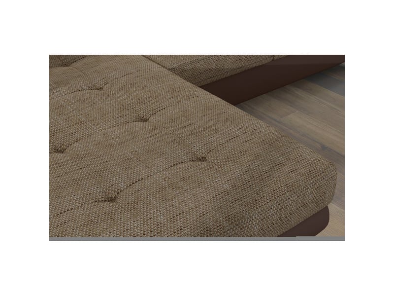 Canapé d'angle convertible amanda beige et chocolat en tissu grosse maille - Conforama D