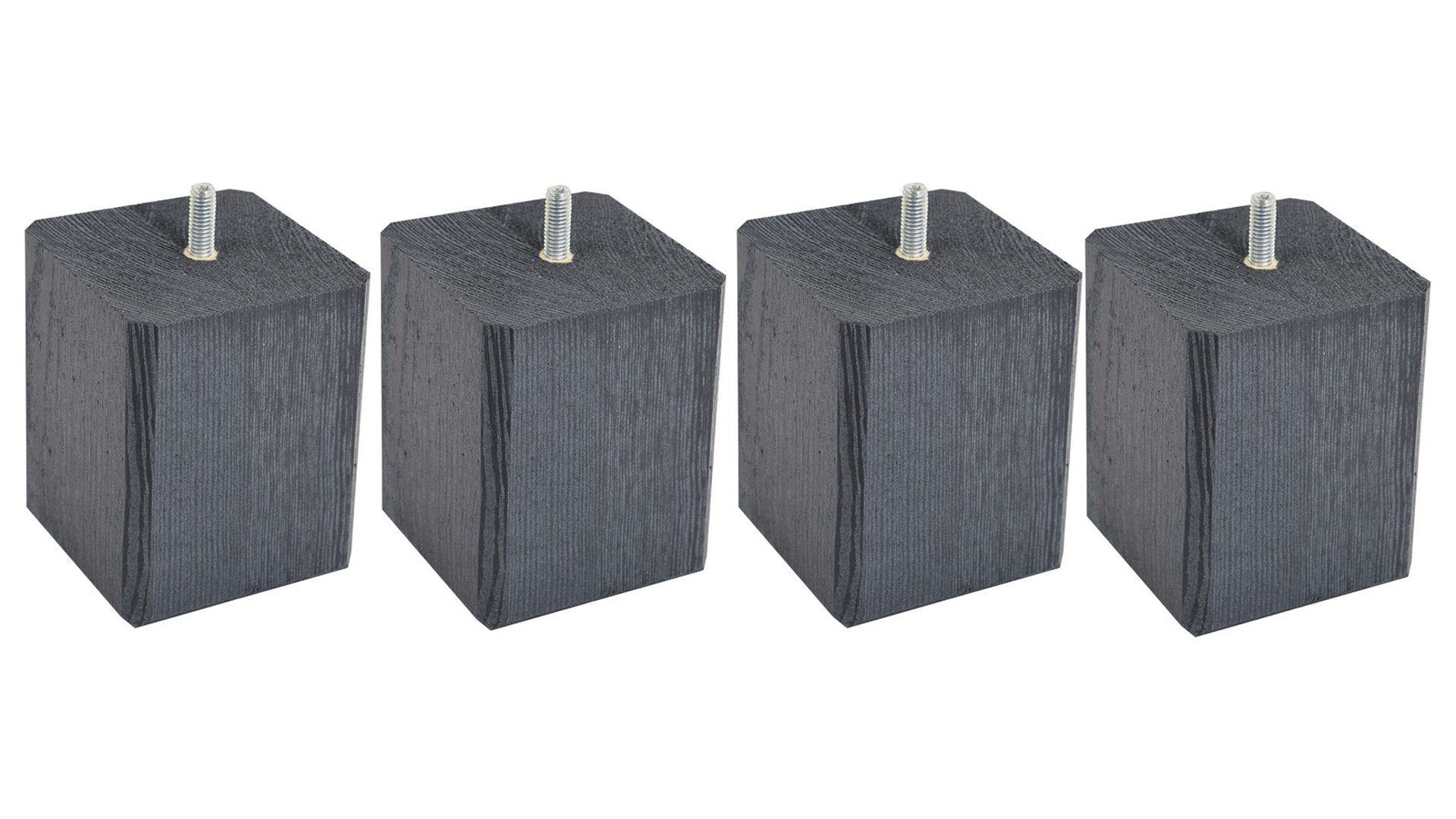 JEU DE PIED (X4) BOIS MASSIF 10 CM NIGHTITUDE 4 CARRES H10 S8 gris Conforama