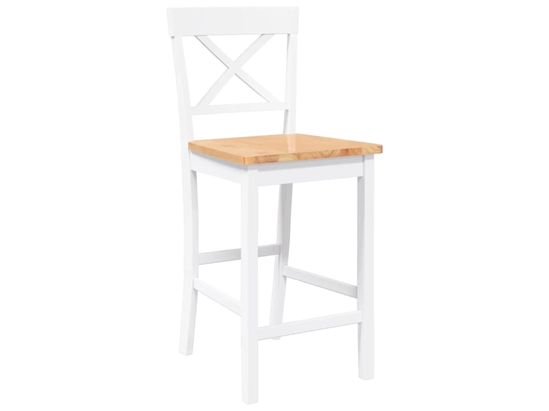  Lot de 2 tabouret de bar, chaise de bar en bois massif blanc et caoutchouc shl62190  - Conforama D