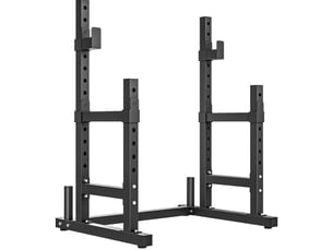 Rack à squat réglable 110x91x145 cm – noir – double support de barre avec rangement de disques