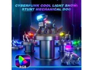 Chien robot programmable bluetooth avec leds rgb et télécommande 100 actions, gris
