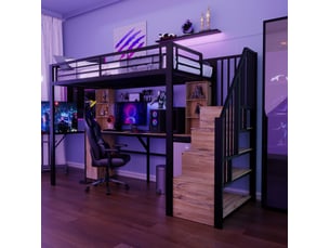 Lit mezzanine 90x200 cm <strong>HAUSS SPOLE</strong> <strong></strong> coloris noir
