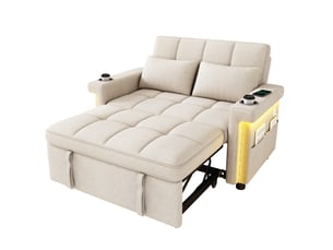 Canapé convertible 2 places 145x141,5x90 cm avec led et ports usbtype-c beige