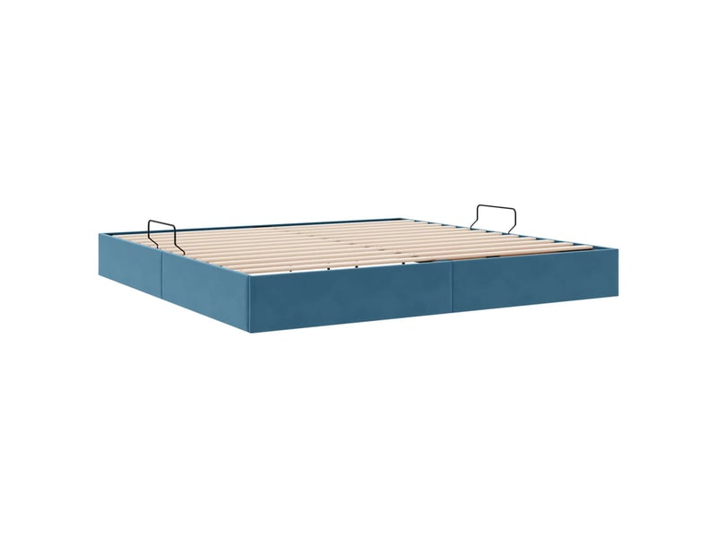 Lit double- lit adulte - cadre de lit ottoman bleu foncé 200 x 200 cm velours - Conforama D
