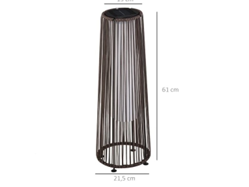  Lampe solaire de jardin 21,5x21,5x61 cm led automatique métal marron  - Conforama C