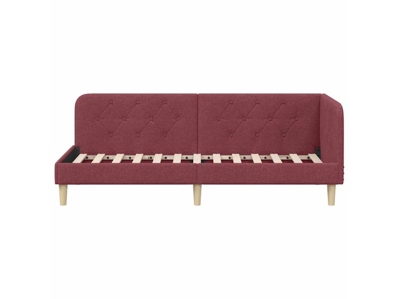  Lit simple- lit adulte -  cadre de lit d'angle bordeaux 80 x 200 cm tissu  - Conforama D