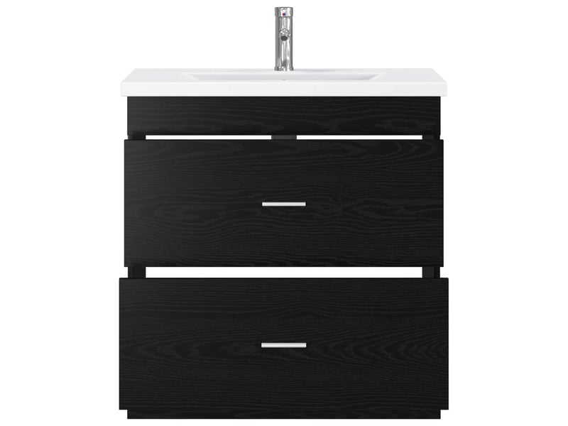 Ensemble de mobilier de salle de bain chêne noir shl5243 - Conforama C