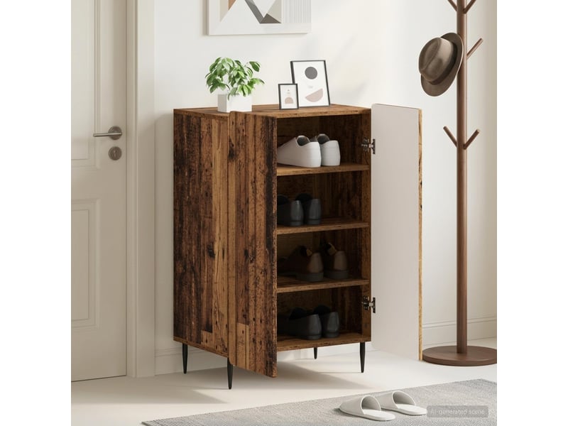  Meuble à chaussures, cabinet à chaussures zwolle 59,5x39,5x91,5 cm bois ancien  - Conforama B
