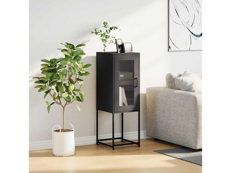  Buffet - bahut - meuble de rangement noir 36x39x107 cm acier laminé à froid  - Conforama C