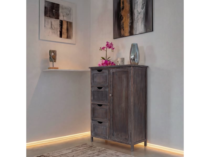 Commode, armoire, 82x55x30cm, shabby chic, vintage - marron - Conforama B