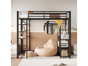 Lit mezzanine 140x200 cm <strong>REDOM</strong>  <strong></strong> coloris noir