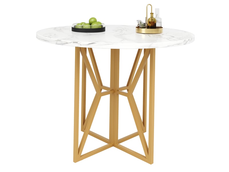  Table à manger ronde en mdf et métal avec pieds dorés et boutons réglables,80x80cm,doré table doré - Conforama A