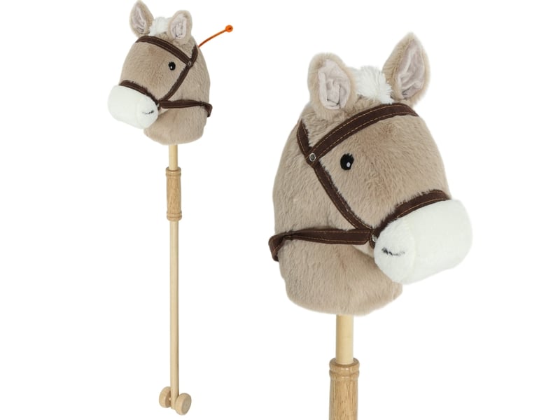  Cheval bâton enfant à roulettes et sons 95 x 25 x 27 cm gris en polyester, jeu d'imitation dès 24 mois  - Conforama A