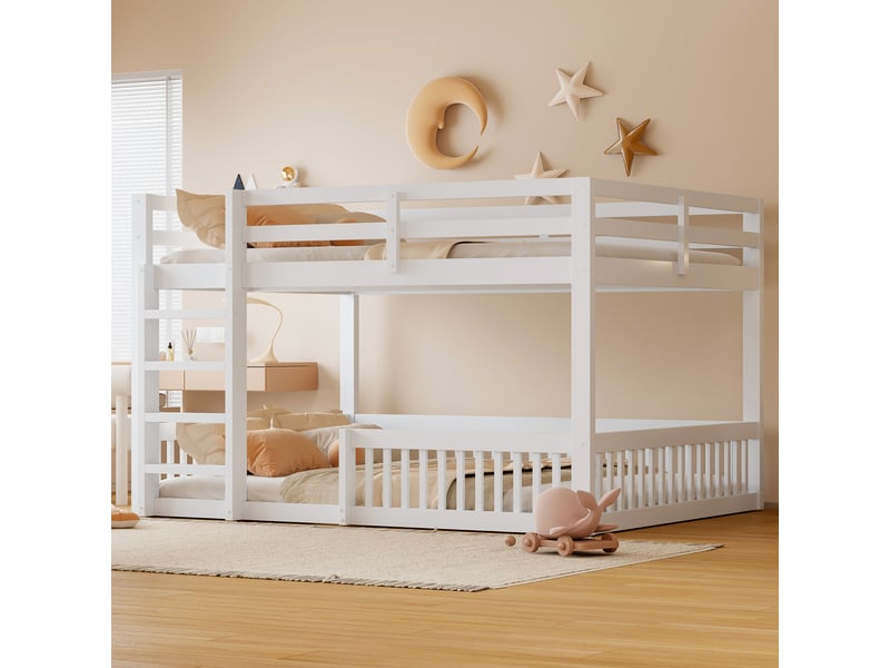 Lit superposé 160x200 cm avec barrières blanc - Conforama D