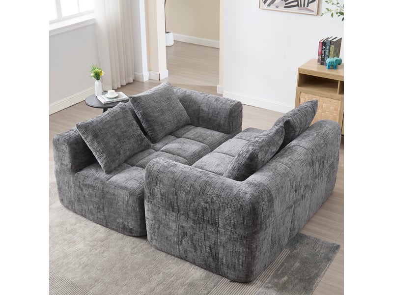  Canapé droit fixe 2 places tissu gris canapé compressible - Conforama E