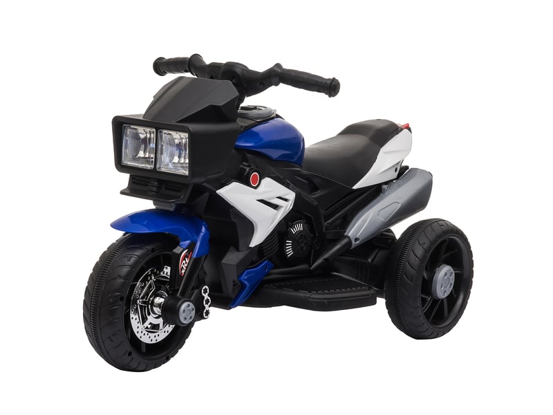  Moto électrique enfant 3-5 ans, 6v max 25 kg, 3 kmh, 3 roues, lumièressons, bleuenoire, 86x42x52 cm.  - Conforama B