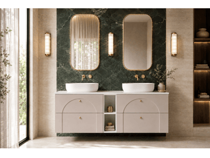 Meuble sous-vasque suspendu aura 140 cm avec étagère blanche cachemire mat g